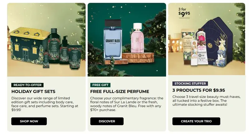 Yves Rocher Canada: Holiday Game up to 30% off Three Products + Stocking Stuffers 3 for $9.95 + Free Gift with Purchase + More